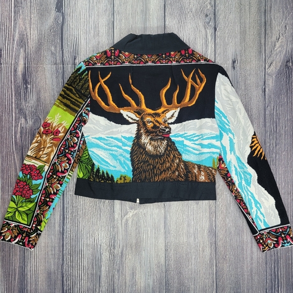 Rusty Cuts Zip Up Floral Deer Lightweight Jacket - Picture 7 of 13